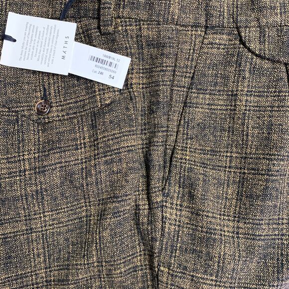 MYTHS Size 38 Yellow Black Plaid Wool Cotton Zip Fly Dress Pants - Picture 4 of 9
